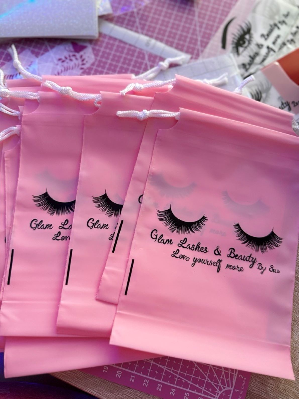 Packaging with company logo and text. Different options available
